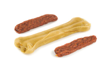 Assortment of different dog treats and snack.