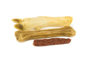 Assortment of different dog treats and snack.