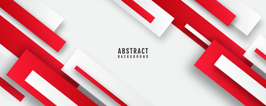 3D red white abstract background overlap layer on bright space with diagonal lines effect decoration. Modern graphic design element cutout style concept for web, art, flyer, card, or brochure cover