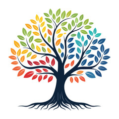 Obraz premium Stylized vector tree logo icon Natural Vector Tree Logo Illustration Nature Tree