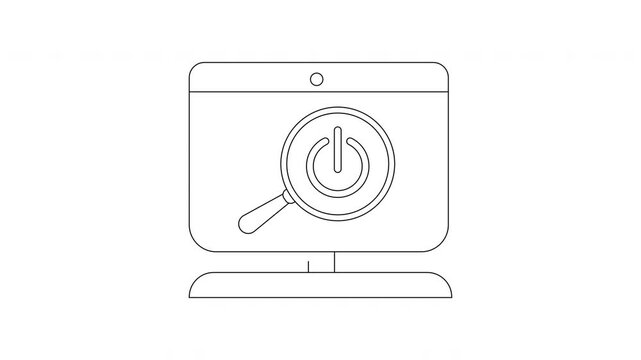 Computer Power Search Icon Animation for Technology Concepts.