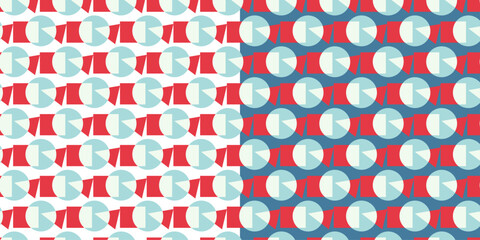 Abstract geometric pattern with contrasting backgrounds and segmented circles isolated on transparent background, Vector