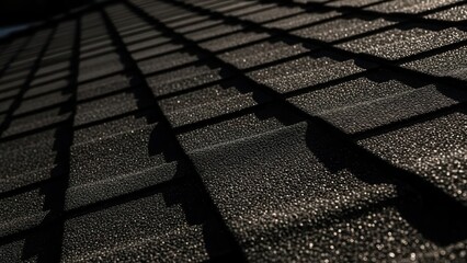 Textured Black Roof Tiles With Dramatic Shadow Play And Sparkle