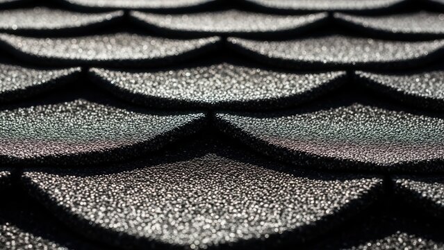 Textured Black Roofing Shingles With A Sparkle Underneath The Sun