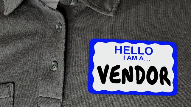 Hello I Am a Vendor Name Tag Sticker Best Top Supplier 3d Animation