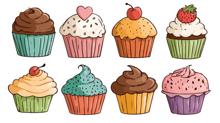 Delicious Cupcake Cartoon Style Vector Illustration for Sweet Bakery Designs