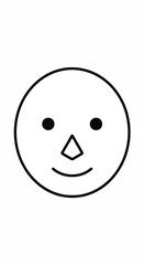 Fototapeta premium Minimal black and white smiling face outline with simple geometric features.