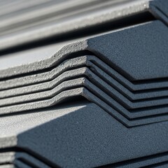 Stack Of Grey Roof Tiles Close Up Texture Background