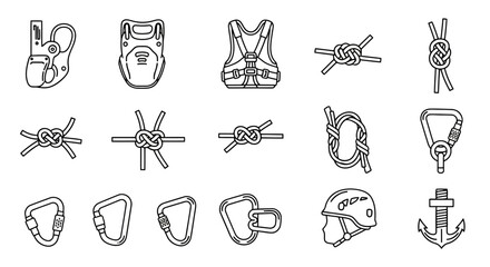 Rope Knots and Climbing Safety Icons