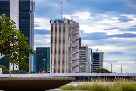 Brasilia, February 1, 2026. Central building of Banco de Brasilia, BRB. South banking sector, Banco do Brasil, Central Bank, Caixa Econ&ocirc;mica Federal.