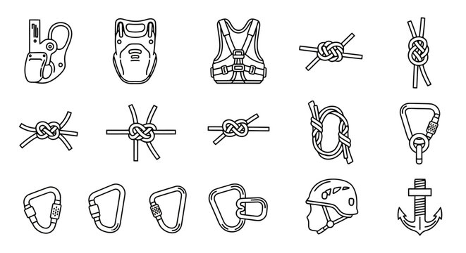 Rope Knots and Climbing Safety Icons