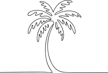 Obraz premium A single palm tree stands alone on a tropical island shore viewed from the side