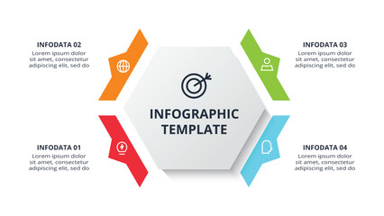 Abstract diagram with 4 steps, options, parts or processes. Vector business template for presentation