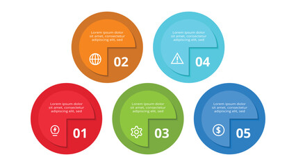 Abstract diagram with 5 steps, options, parts or processes. Vector business template for presentation