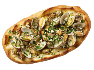 Close-up shot of a clam pizza Isolated Transparent Background, PNG