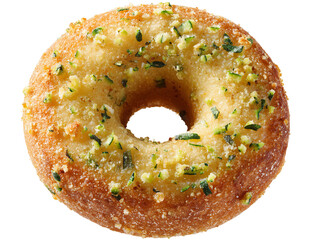 A delicious close-up shot of a ring-shaped doughnut Isolated Transparent Background, PNG