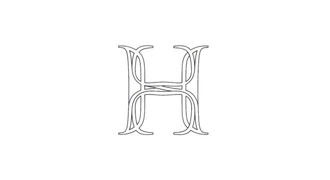 Elaborate decorative letter H featuring ornate flourishes and elegant typography.