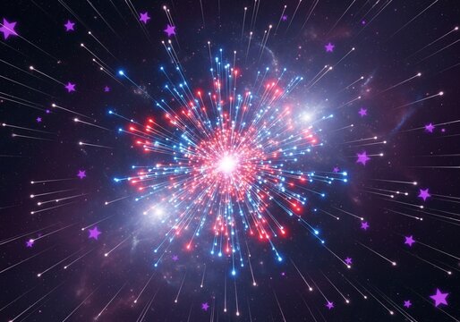 High Quality 3d render, red blue fireworks, big bang, galaxy, abstract cosmic background, celestial, beauty of universe, speed of light, eon glow, purple stars, cosmos, ultraviolet infrared