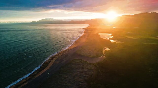 Aerial view of scenic road in Sn&aelig;fellsj&ouml;kull National Park, Iceland