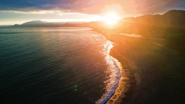 Aerial view of scenic road in Sn&aelig;fellsj&ouml;kull National Park, Iceland