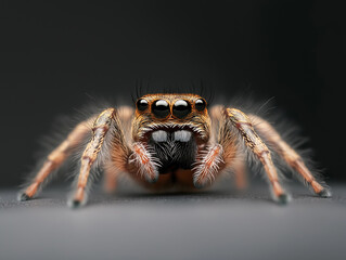 A spider is shown in a close up of its face
