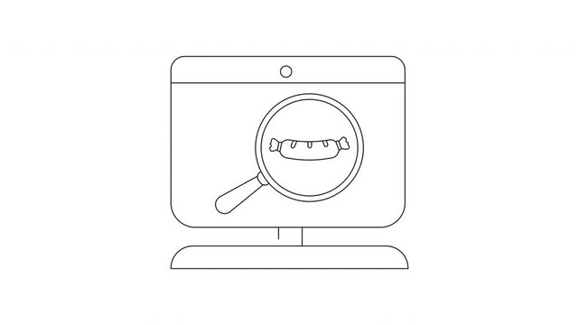 Online Food Search - Hot Dog on Computer Screen.