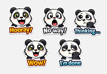 Cute Panda Emoji Sticker Set Layout