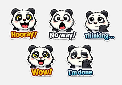 Cute Panda Emoji Sticker Set Layout