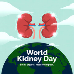 World Kidney Day Illustration with Kidneys and Earth