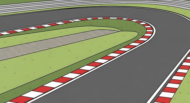 Racing Track with Red and White Stripes.