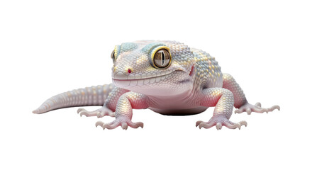 Obraz premium Gecko lizard with colorful scales, isolated on white background