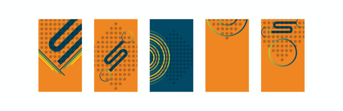 Modern abstract geometric pattern card templates &ndash; wave and line design