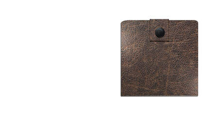 Brown leather wallet or purse on a transparent background
