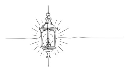 vintage hanging lantern line art illustration © Wieslaw