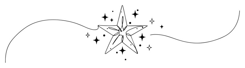 magic star with sparkles line art drawing © Wieslaw