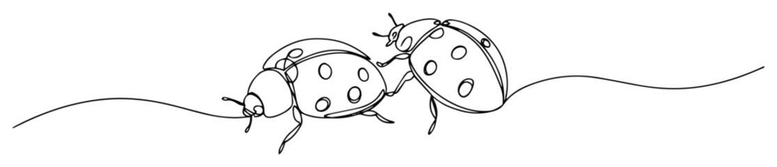 ladybugs crawling line art drawing © Wieslaw