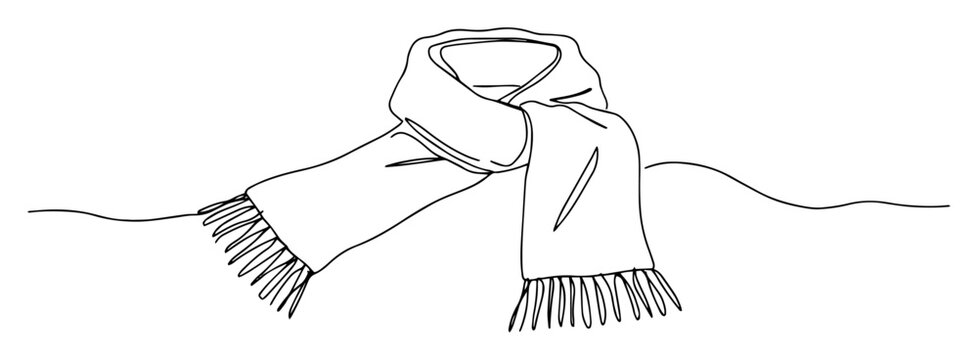winter scarf line art fashion illustration