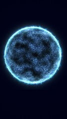 Naklejka premium Brightly illuminated blue energy sphere in dark space, glowing edges with intricate surface texture and corona-like effects