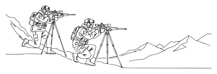 Obraz premium sniper team in mountain operation vector illustration