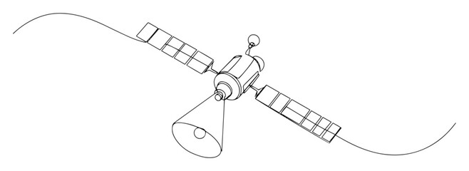 space surveillance satellite orbiting earth monoline © Wieslaw