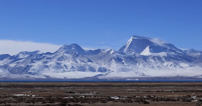 Mount Namu Nani and lake landscape in tibet, China