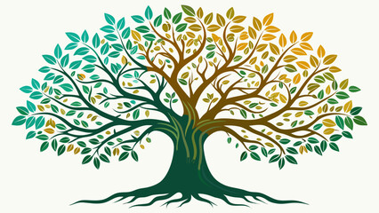 Fototapeta premium Very beautiful elegant tree silhouette on a white background representing growth and stability, created for premium minimalist t-shirt vectors. 