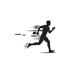 Obraz premium Silhouette of person running in motion against speed lines effect