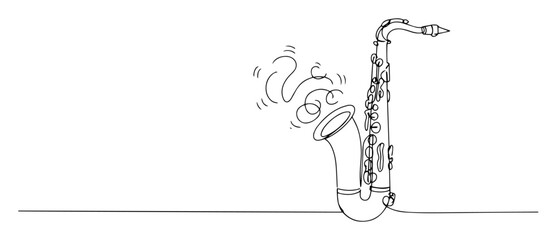 animated saxophone playing music notes in line art © Wieslaw