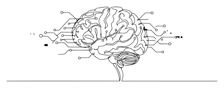brain with neural circuits as symbol of ai technology