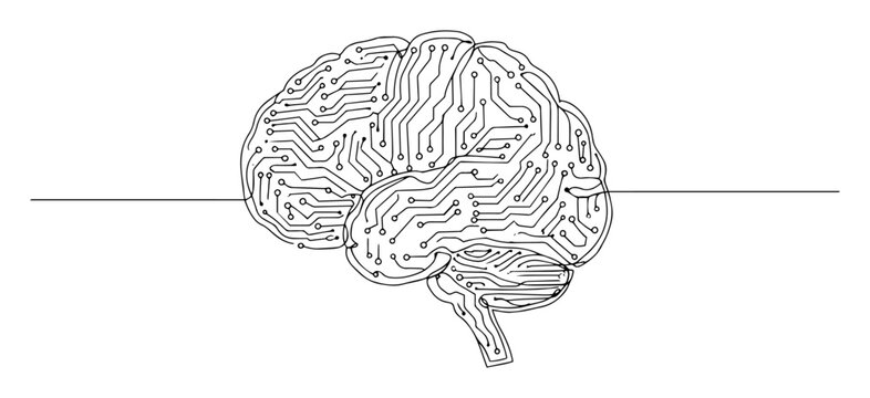 digital brain made of circuits in artificial intelligence style