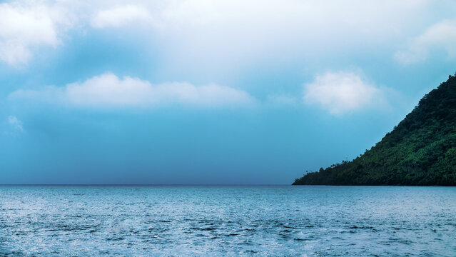 Exotic islands in the equatorial seas, Bali Sea, Monsoon period. Indonesia. Indian Ocean. Ternate, archipelago Moluccas, Spice Islands