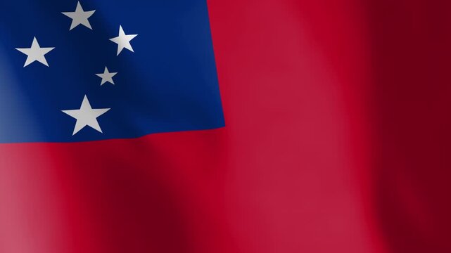 Flag of Samoa animated background. Symbol of the Samoan nation and the culture. Waving flag in the wind footage. State ensign of the island country in Polynesia.