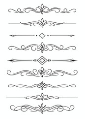 Set of Decorative Vintage Calligraphic Dividers and Ornamental Floral Flourishes for Design