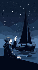 Obraz premium Dreamy Celestial Voyage Under Starry Skies Awaiting Discovery